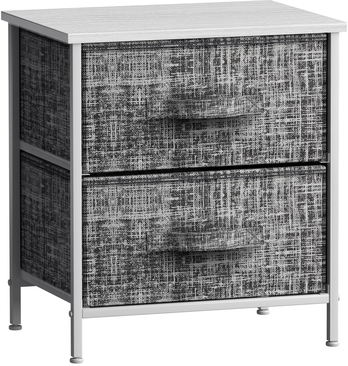 Sorbus Nightstand with 2 Drawers - Steel Frame, Wood Top & Easy Pull Fabric Bins - Great for Home, Bedroom, Office & College Dorm